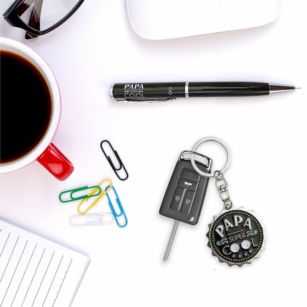 Coffret stylo et porte clés papa