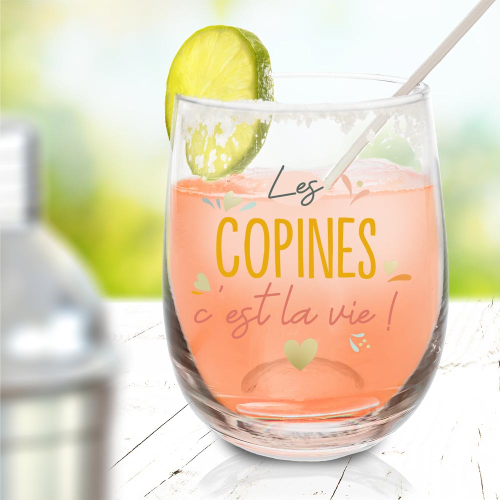 Verre Rond "Les Copines C'Est La Vie"