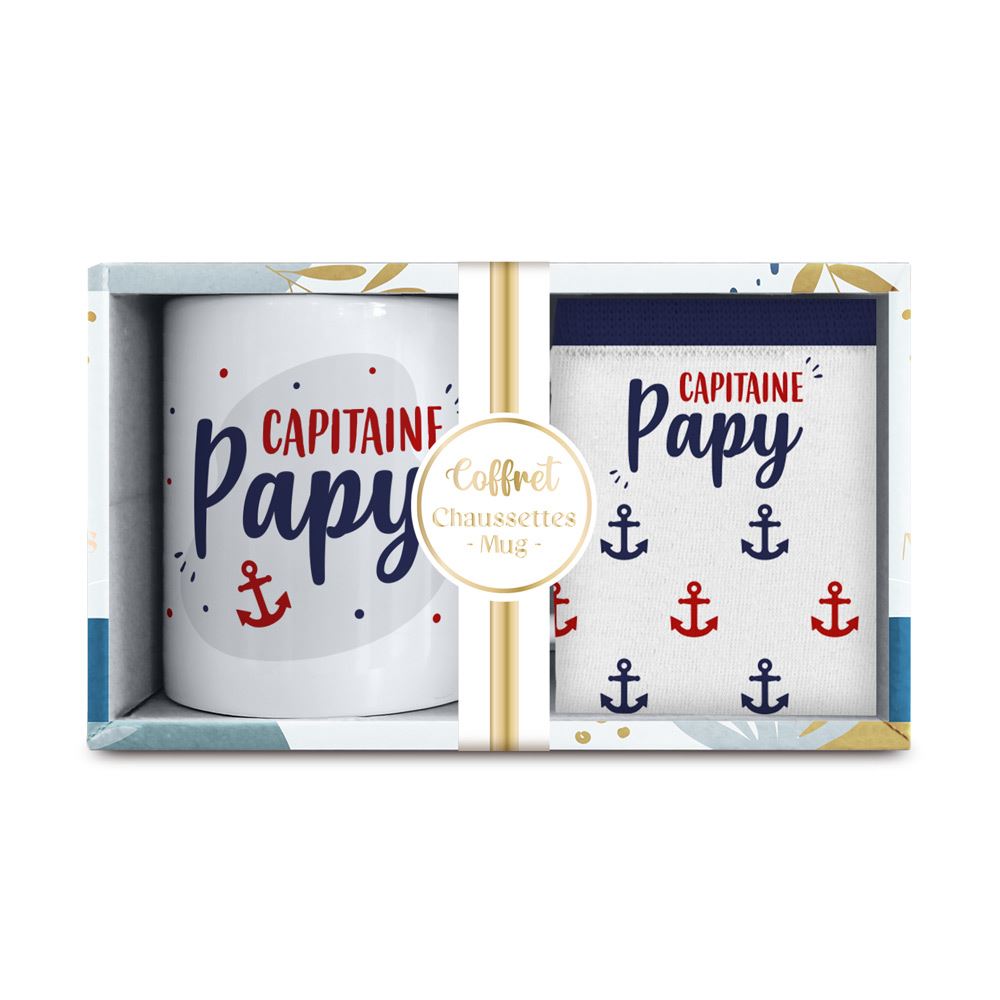 COFFRET MUG ET CHAUSSETTES CAPITAINE PAPY