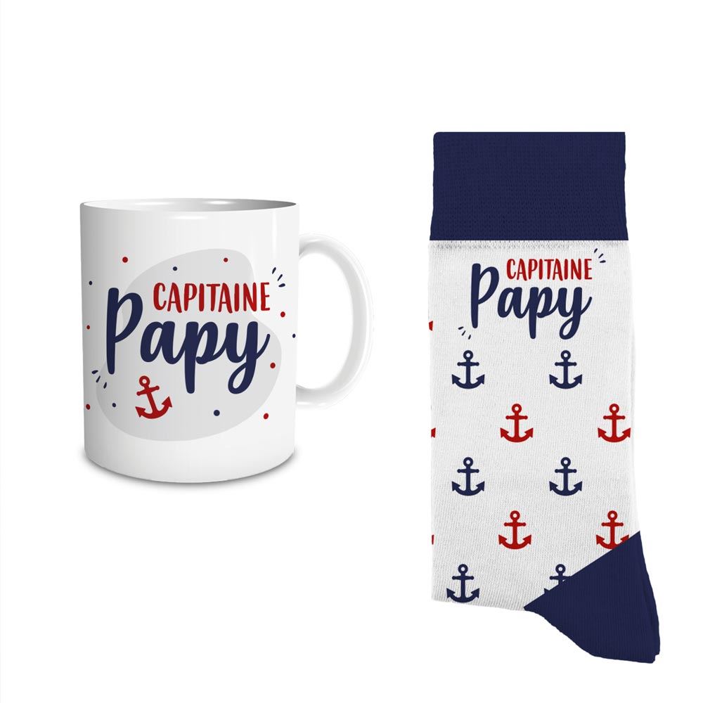 COFFRET MUG ET CHAUSSETTES CAPITAINE PAPY