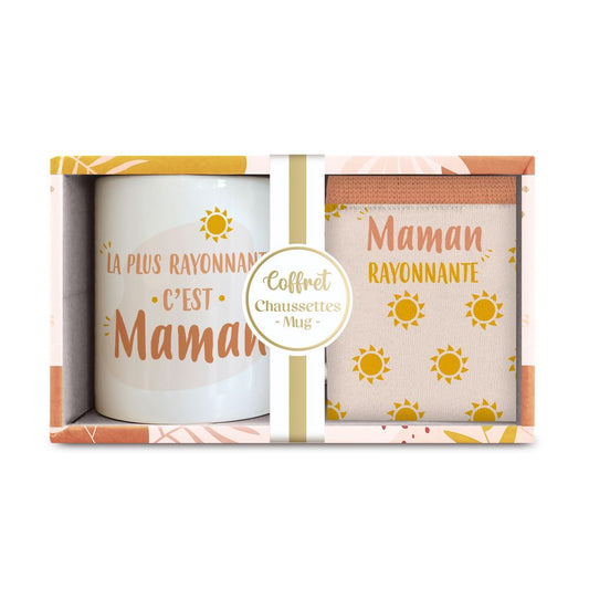 Coffret Mug Chaussettes "La plus rayonnante c'est Maman"