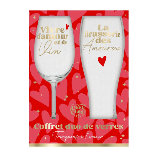 Coffret verre vin et biere saint valentin