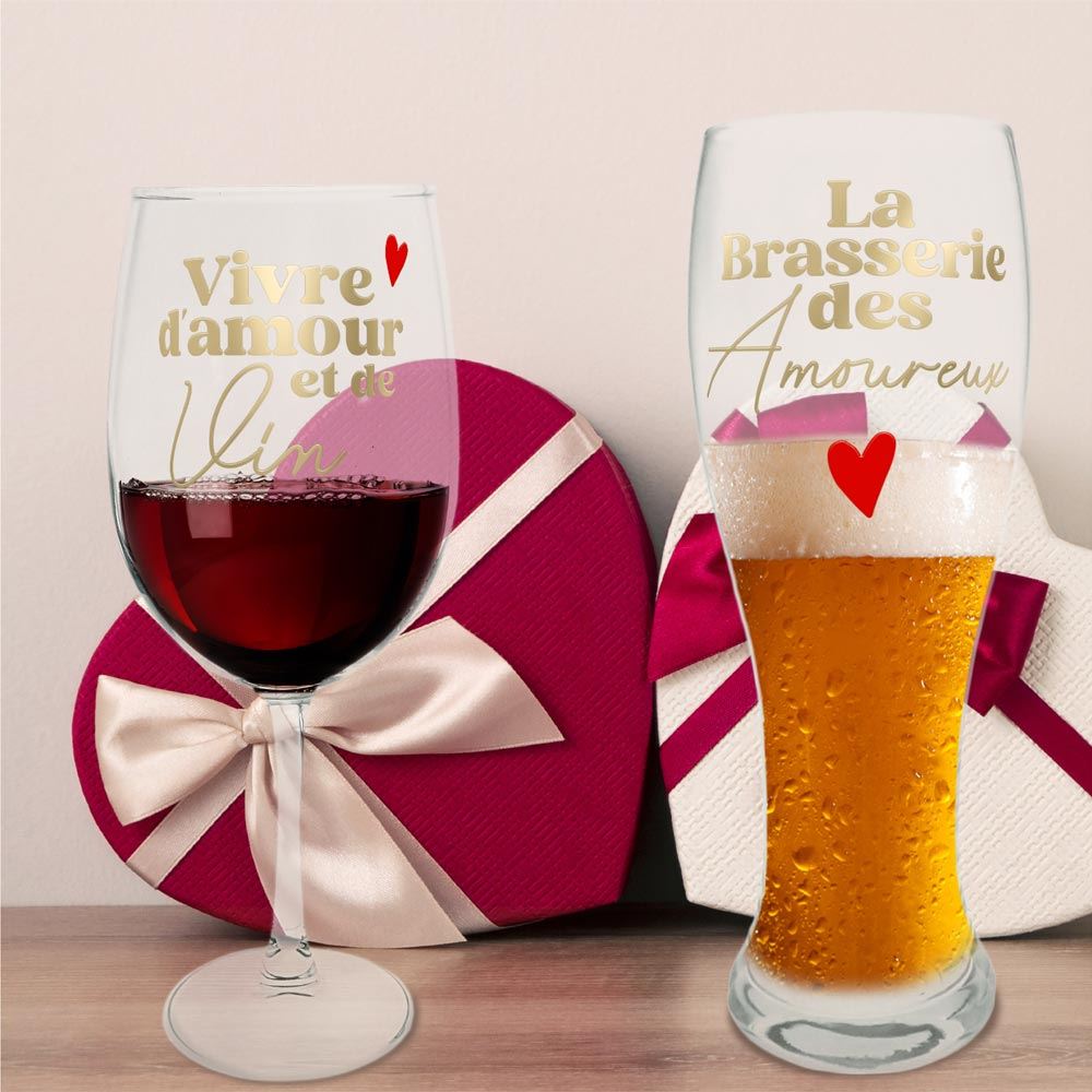 Coffret verre vin et biere saint valentin
