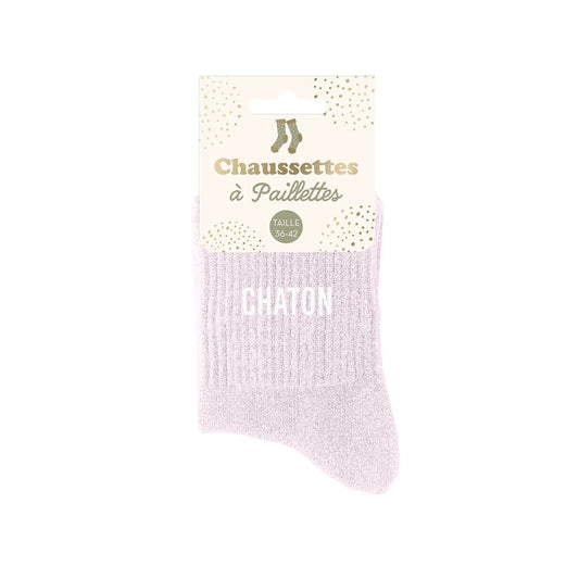 Chaussettes Paillettes Chaton