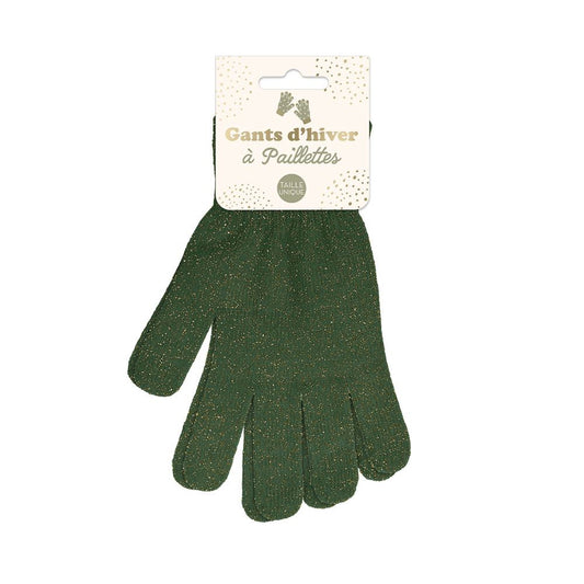 GANTS PAILLETTES KAKI