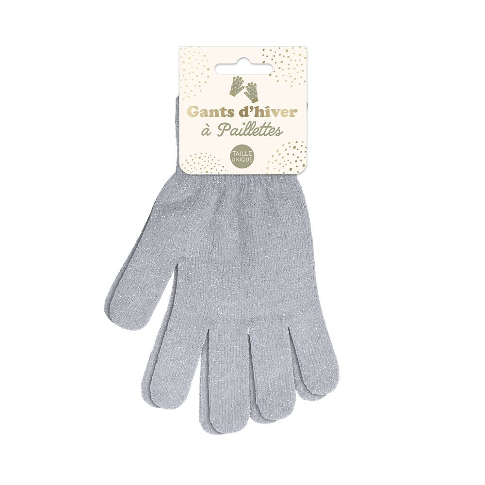 GANTS PAILLETTES GRIS