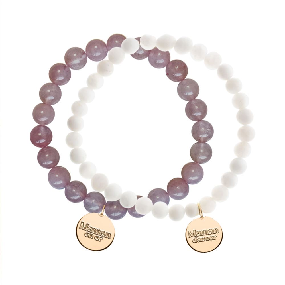 Bracelets pierre médaillon maman