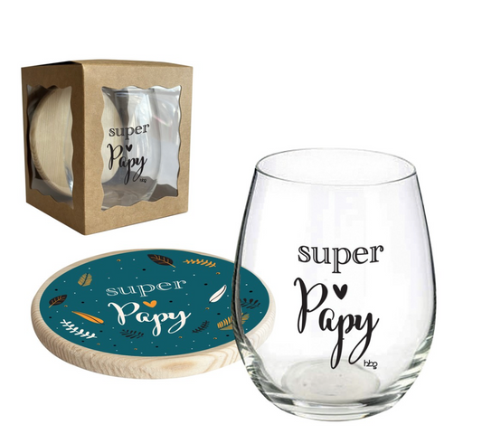 COFFRET VERRE ET SOUS VERRE  SUPER PAPY