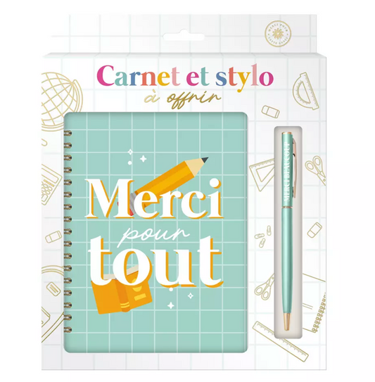 Coffret carnet et stylo merci