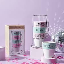 Coffret 4 tasses humour