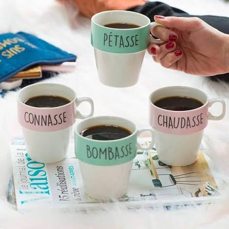 Coffret 4 tasses humour