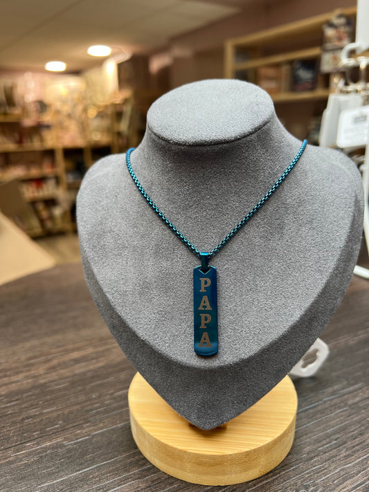 Collier papa bleu