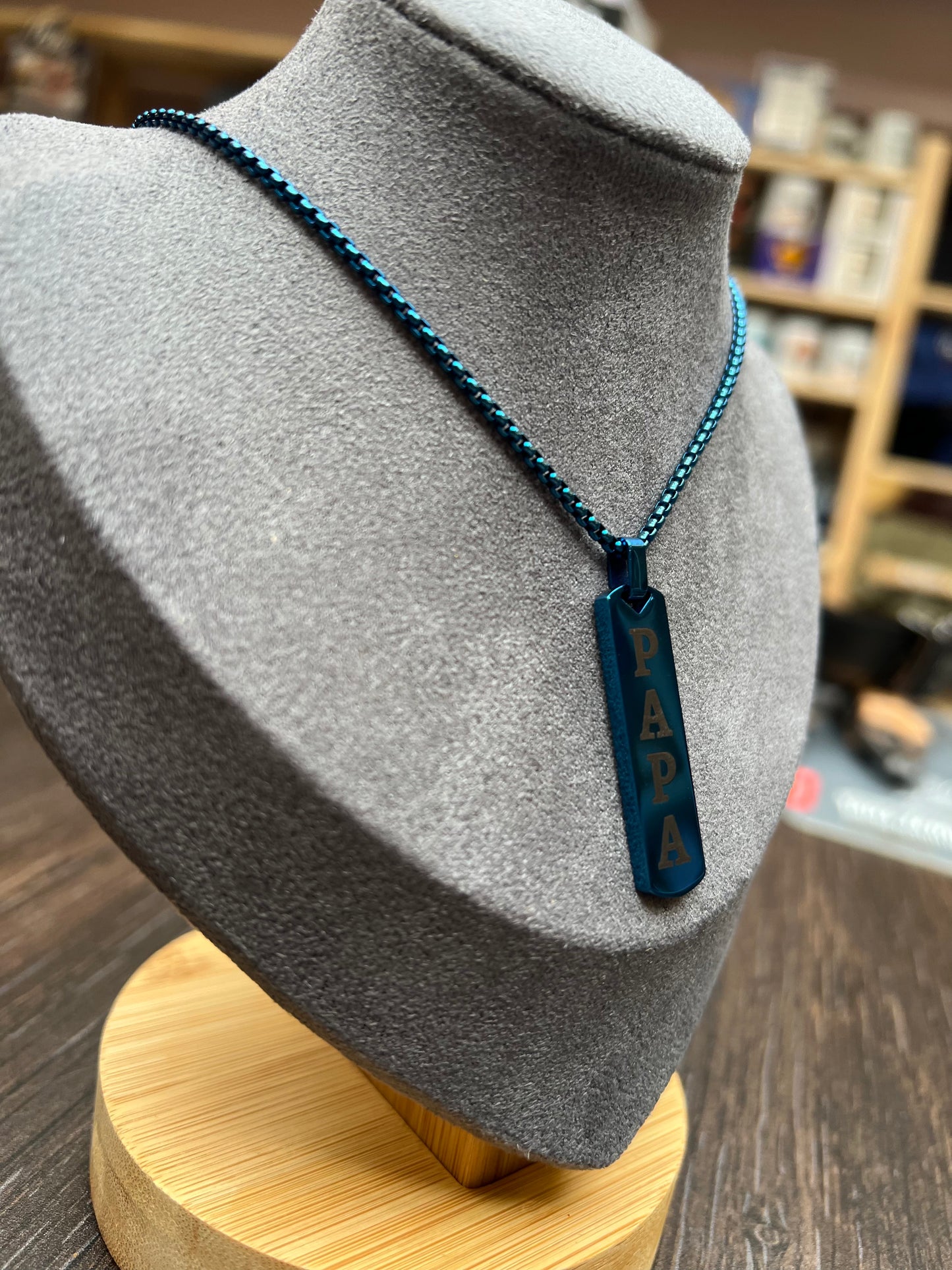 Collier papa bleu