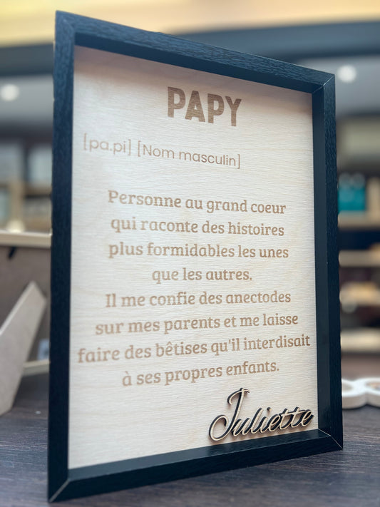 Cadre gravé papy