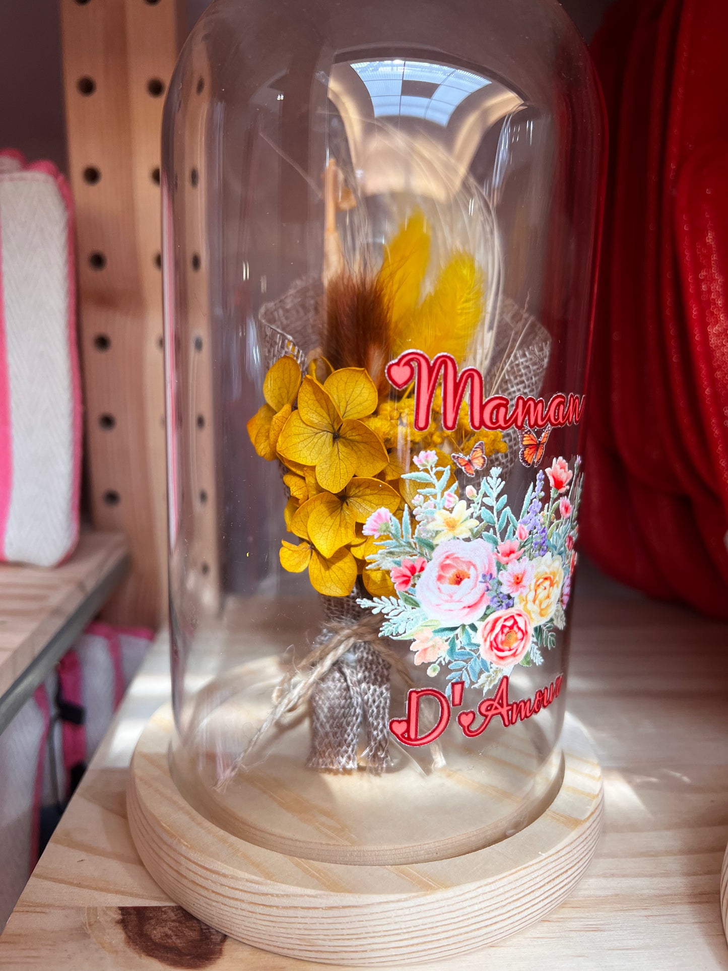 Cloche fleurs séchées maman