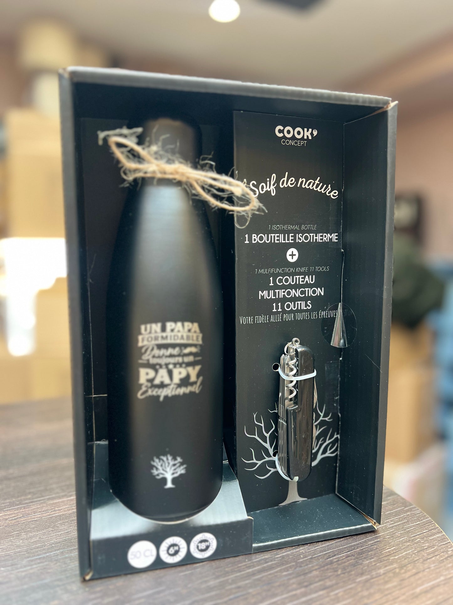 Coffret bouteille isotherme papy et couteau