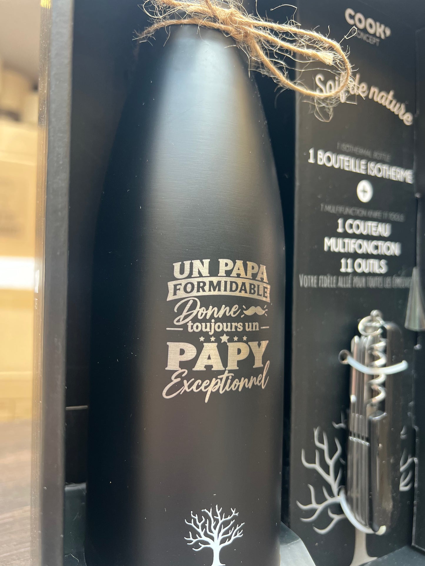 Coffret bouteille isotherme papy et couteau