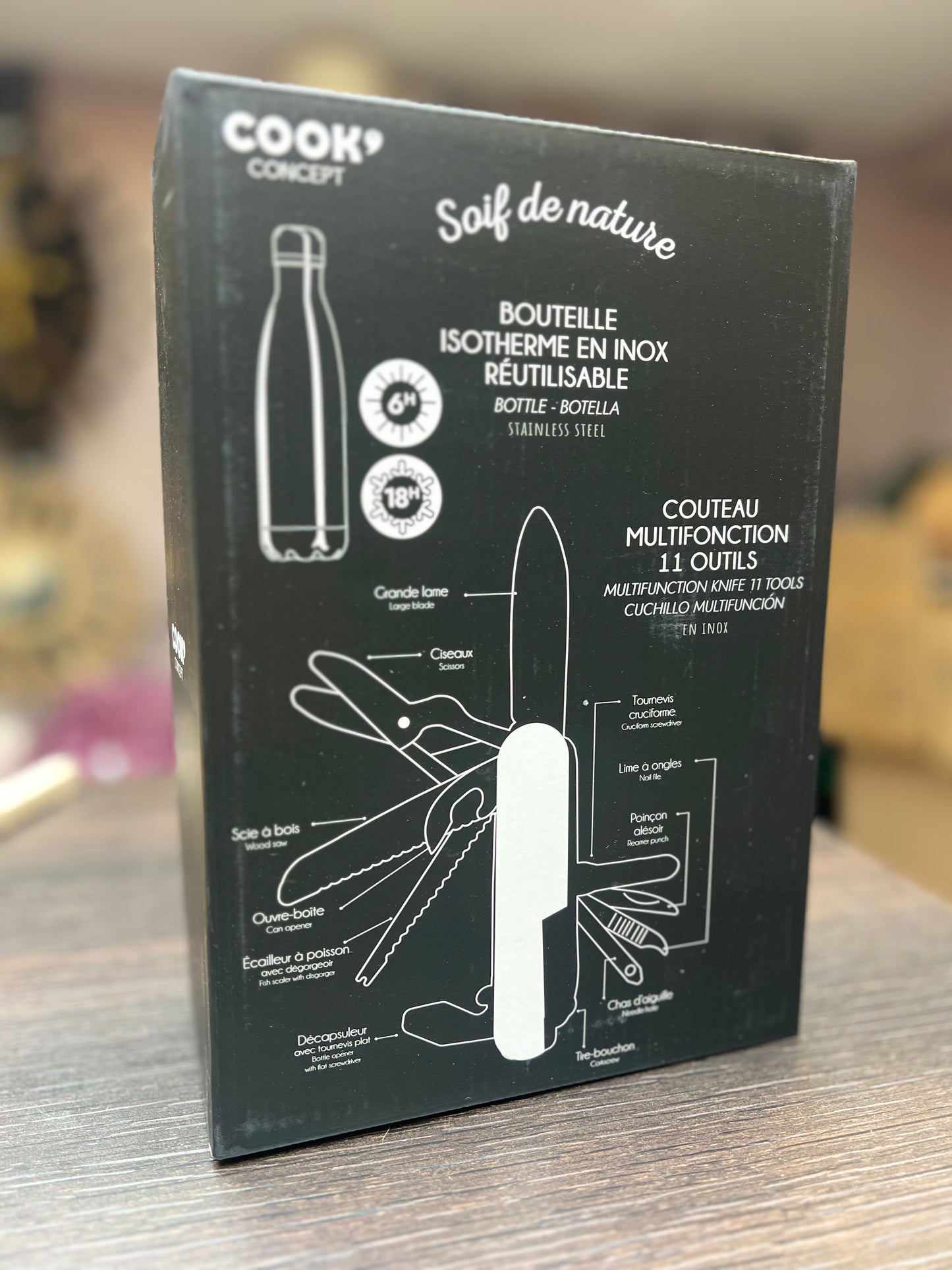 Coffret bouteille isotherme papy et couteau