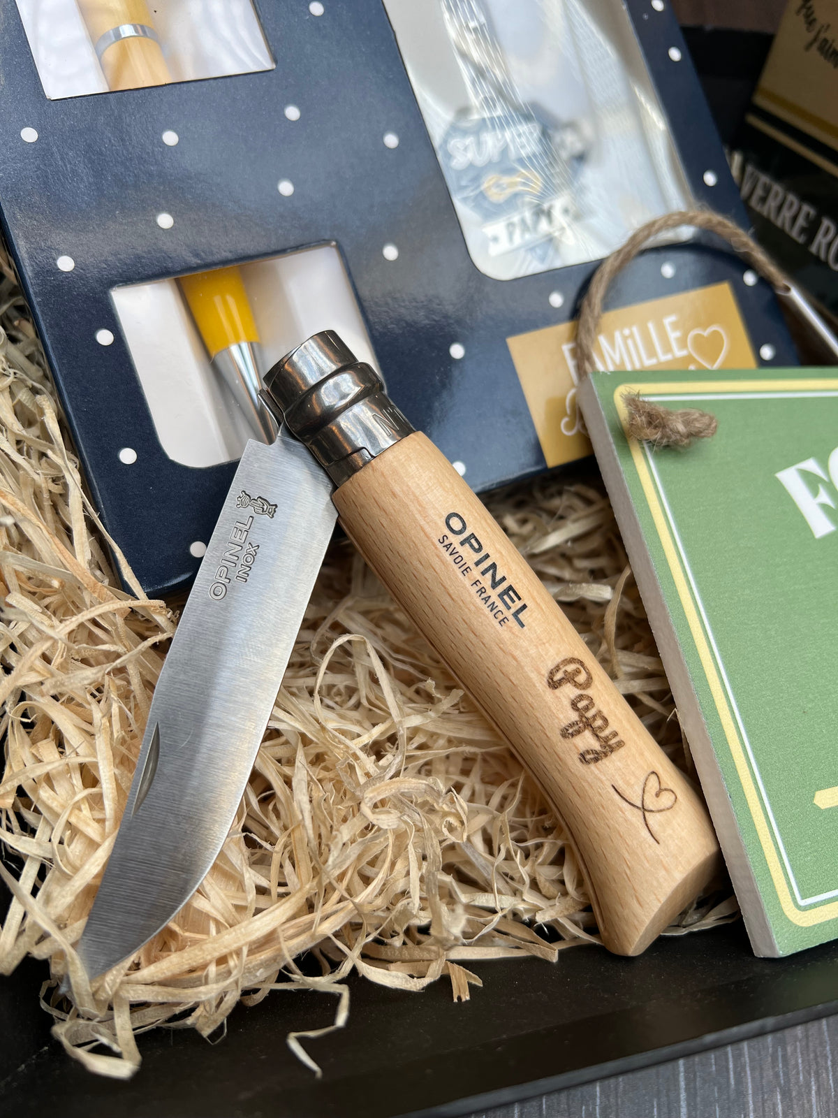 Coffret Papy avec Opinel gravé et accessoires