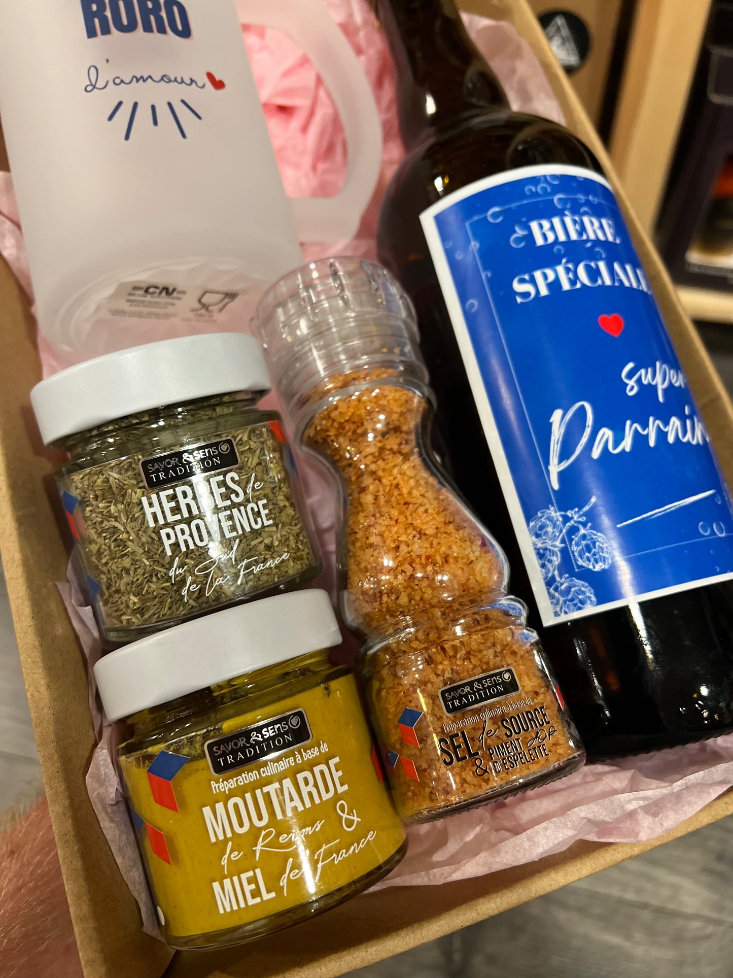 Coffret bière personnalisé Parrain – cadeau gourmand