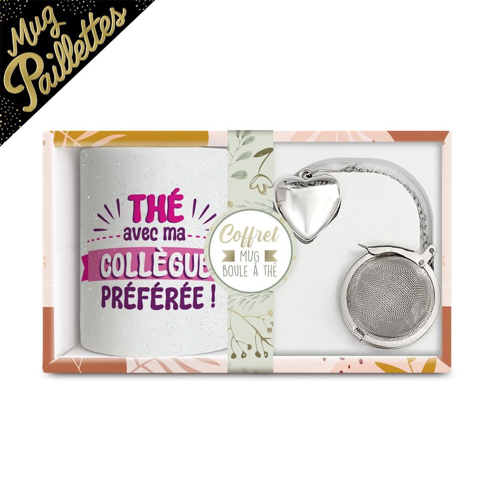 Coffret mug boule a thé collègue