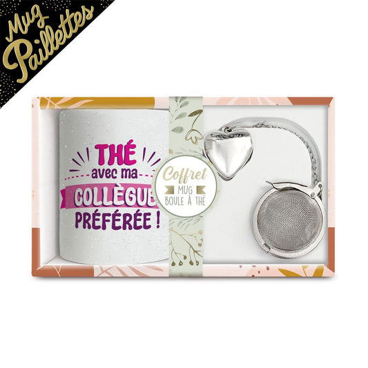 Coffret mug boule a thé collègue