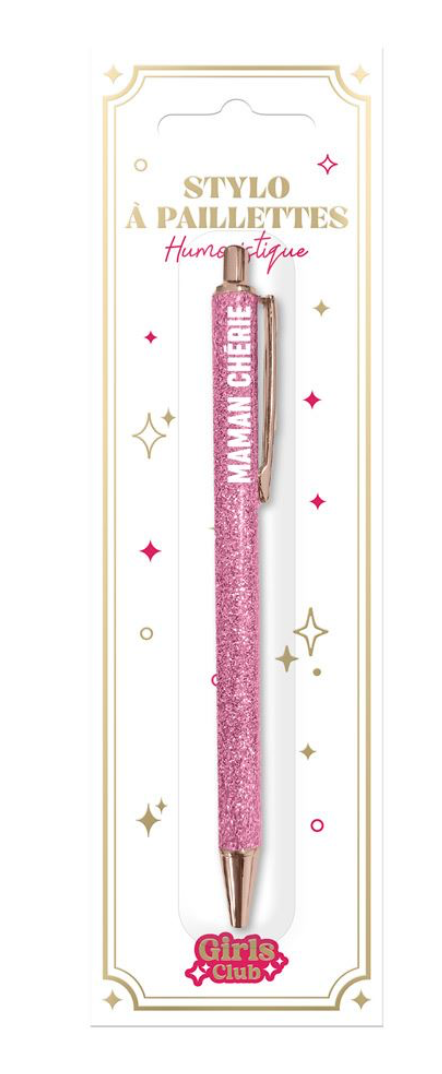 Stylo paillettes "Maman chérie"