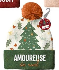 BONNET DE NOËL PAILLETTES "AMOUREUSE DE NOËL"