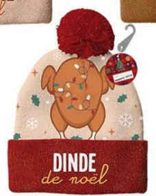 BONNET DE NOËL PAILLETTES "DINDE DE NOËL"