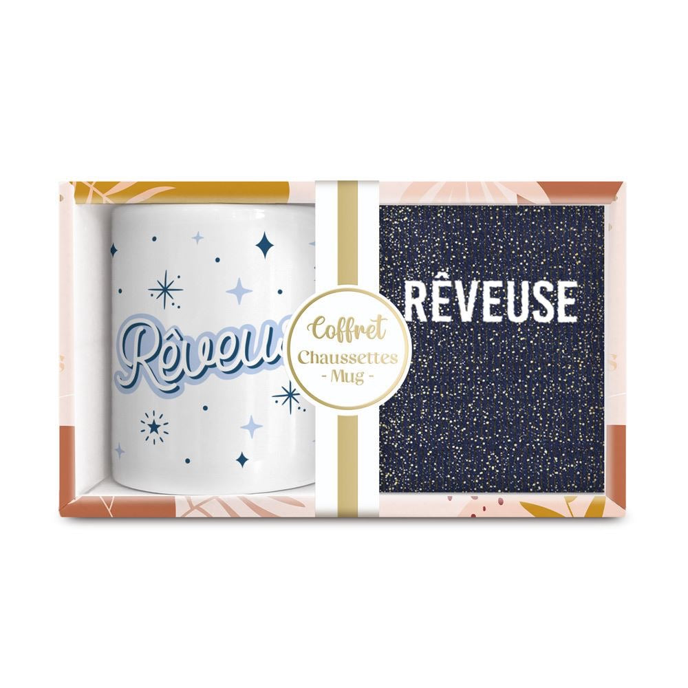 COFFRET MUG/CHAUSSETTES PAILLETTES "RÊVEUSE"