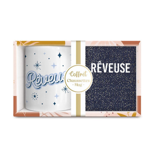 COFFRET MUG/CHAUSSETTES PAILLETTES "RÊVEUSE"