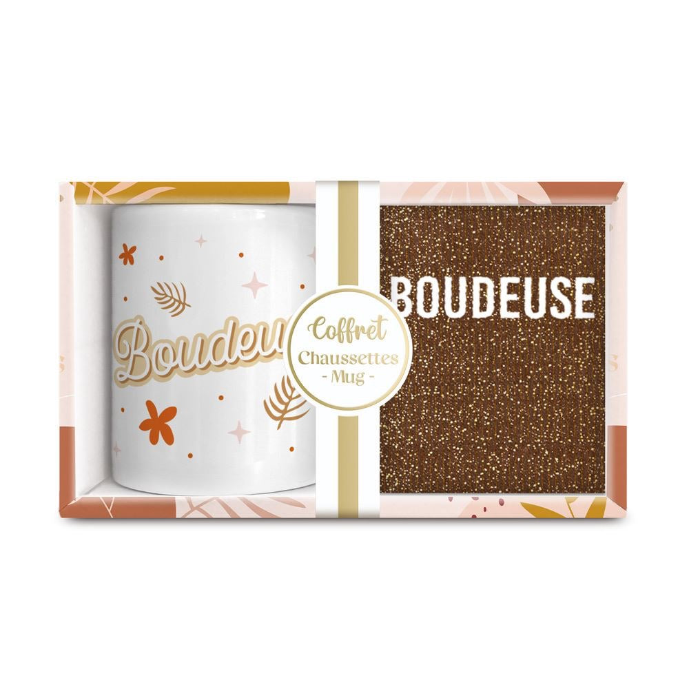 COFFRET MUG/CHAUSSETTES PAILLETTES "BOUDEUSE"