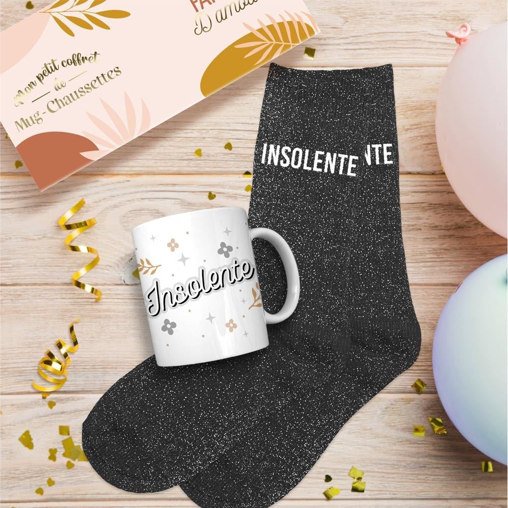 COFFRET MUG/CHAUSSETTES PAILLETTES "INSOLENTE"