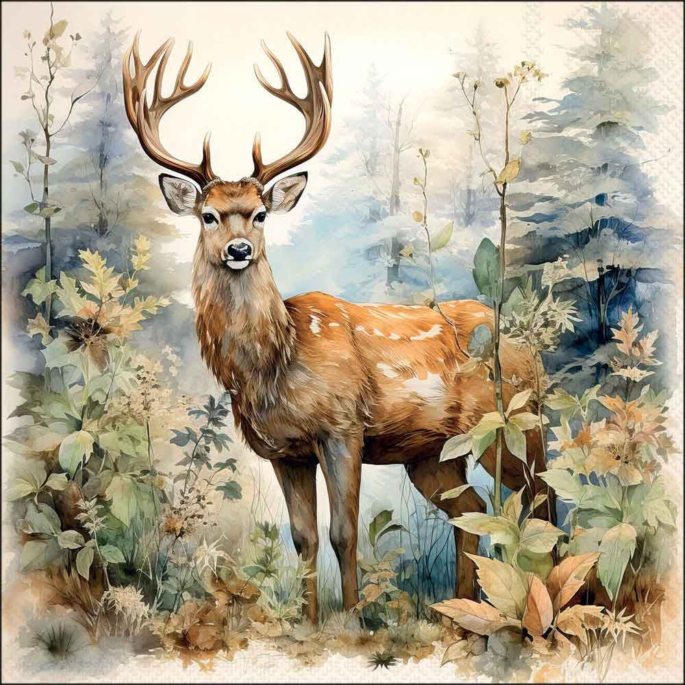 Serviettes cerfs dans les bois 33 × 33 cm – paquet de 20