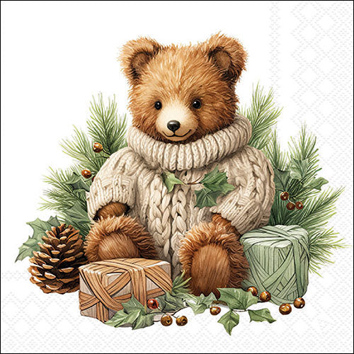 Serviettes Noël Cuddle Bear 33 × 33 cm – paquet de 20