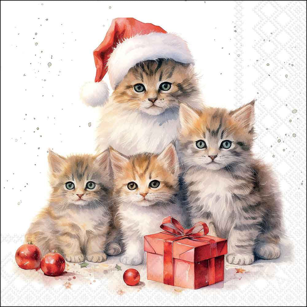 Serviettes Meaowy Christmas 33 × 33 cm – paquet de 20