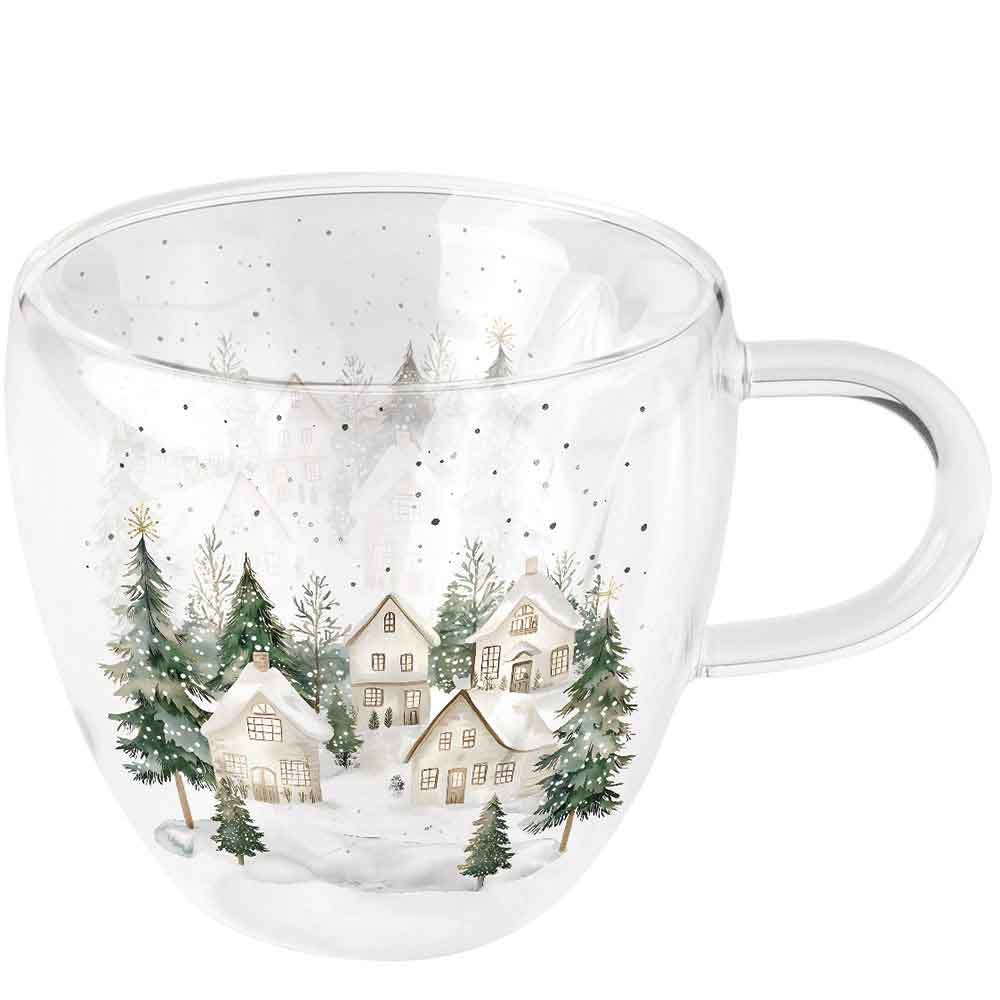 Verre double paroi maisons enneigées en borosilicate – 200 ml
