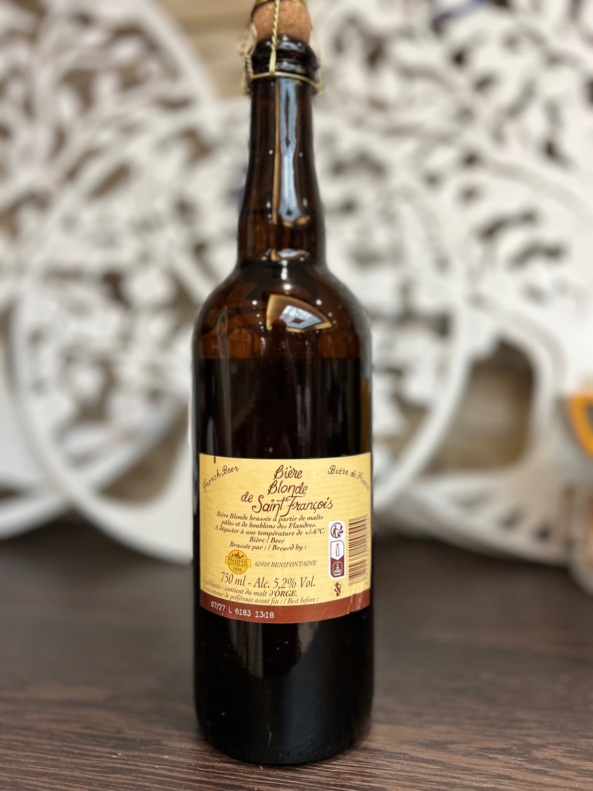 Étiquette arrière bière blonde Super Papy 75 cl 5,2 % vol.