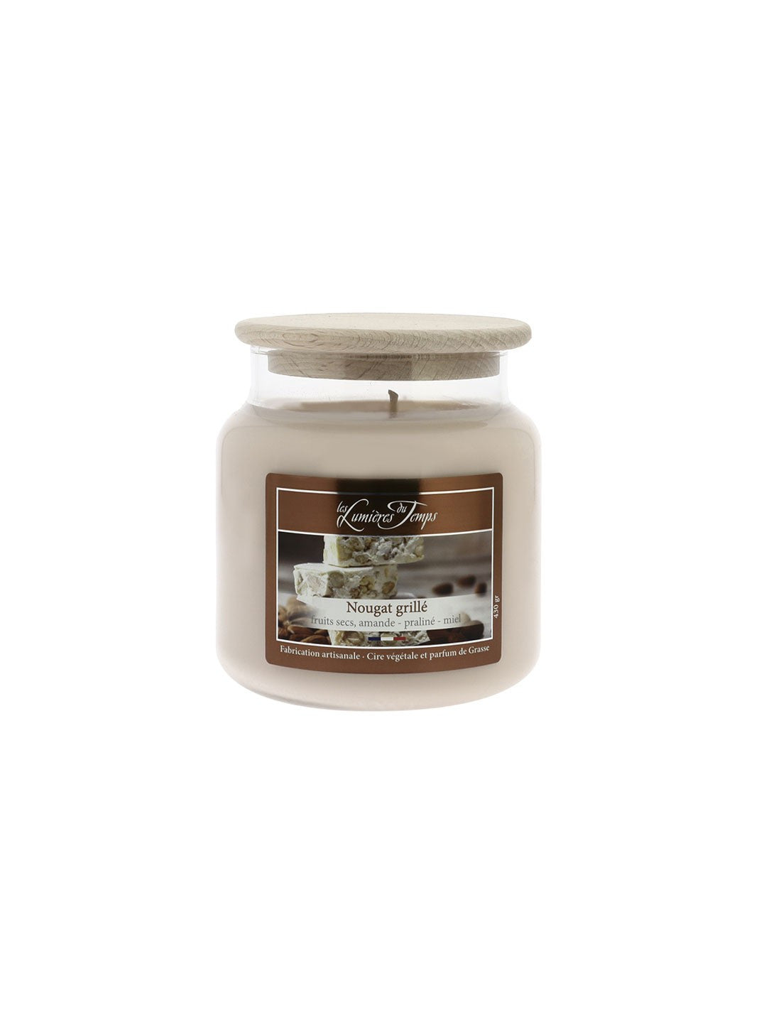 Bougie parfumée Nougat Grillé 430 g – Les Lumières du Temps
