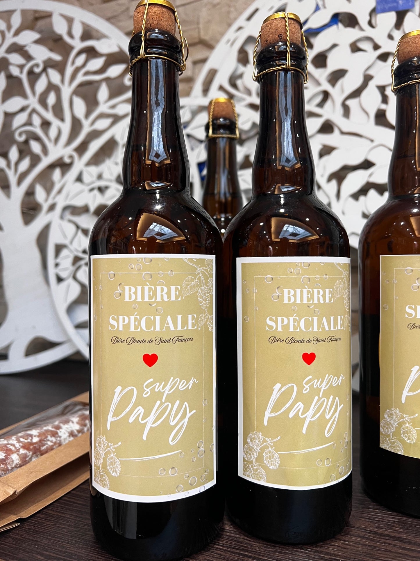 Bouteilles de bière Super Papy 75 cl – idée cadeau pour grand-père