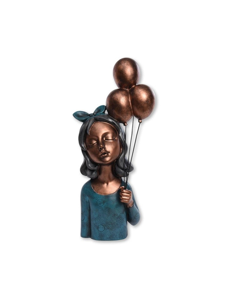 Sculpture fille aux ballons en résine – hauteur 65 cm