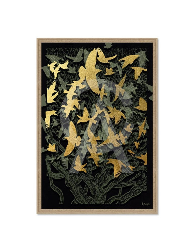 Tableau Orya CAF-25037 encadré chêne – image 60 × 90 cm