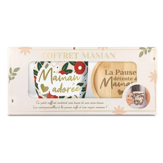 Coffret cadeau tasse et sous-tasse Maman adorée