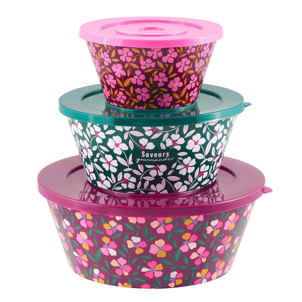 Lot de 3 saladiers avec couvercles Saveurs gourmandes – Derrière La Porte