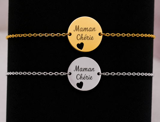 Bracelet Médaille ronde "Maman chérie"