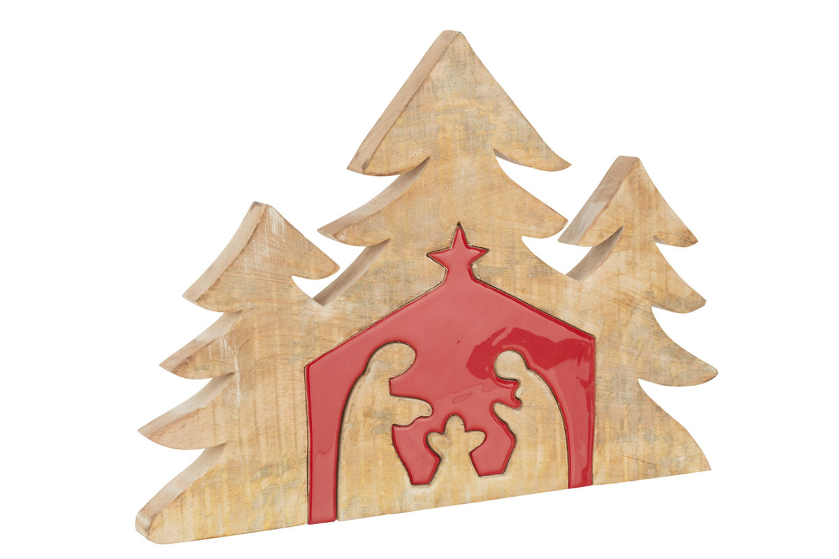 Puzzle crèche bois manguier rouge l – J-line
