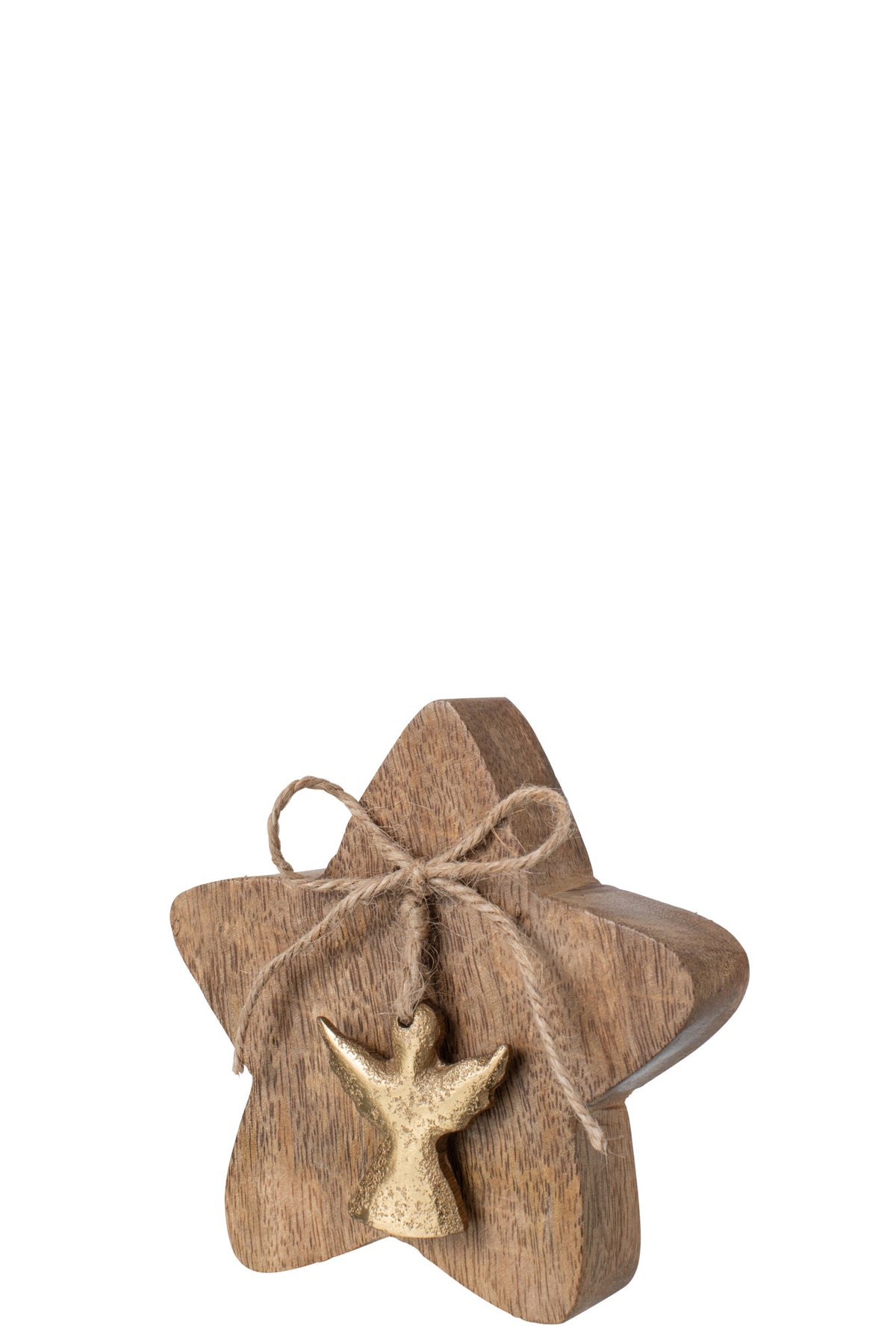 Étoile + ange bois de manguier naturel/doré s – J-line
