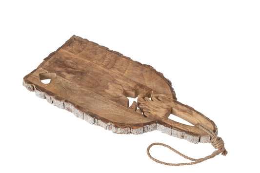 Planche à découper sculpté + écorce bois de manguier naturel m – J-line