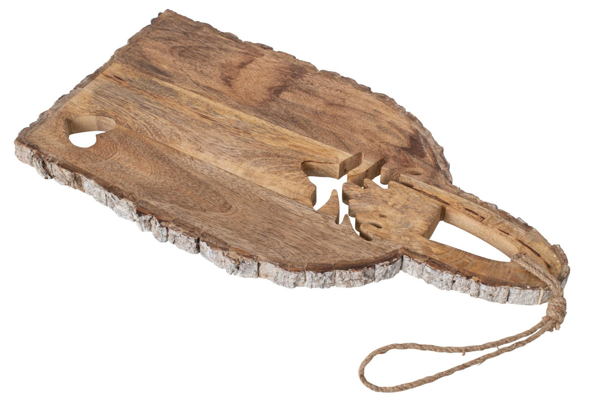 Planche à découper sculpté + écorce bois de manguier naturel l – J-line