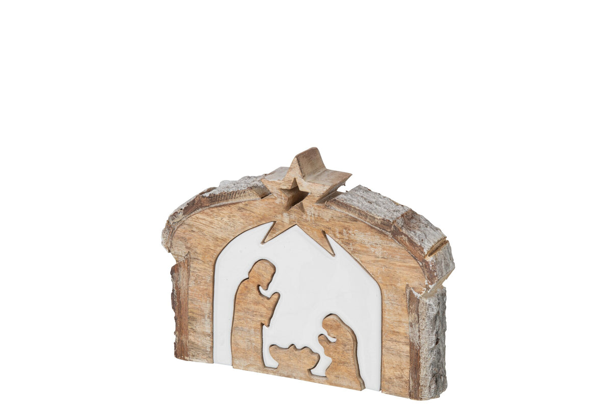 Crèche bois de manguier naturel/blanc m – J-line